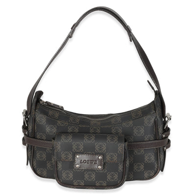 Vintage Black Anagram Canvas Shoulder Bag