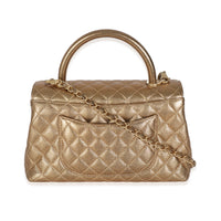 Bronze Metallic Quilted Caviar Small Coco Handle Flap Handbag