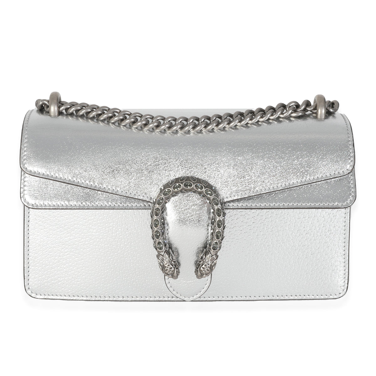 Silver Metallic Calfskin Small Dionysus Bag