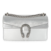 Silver Metallic Calfskin Small Dionysus Bag