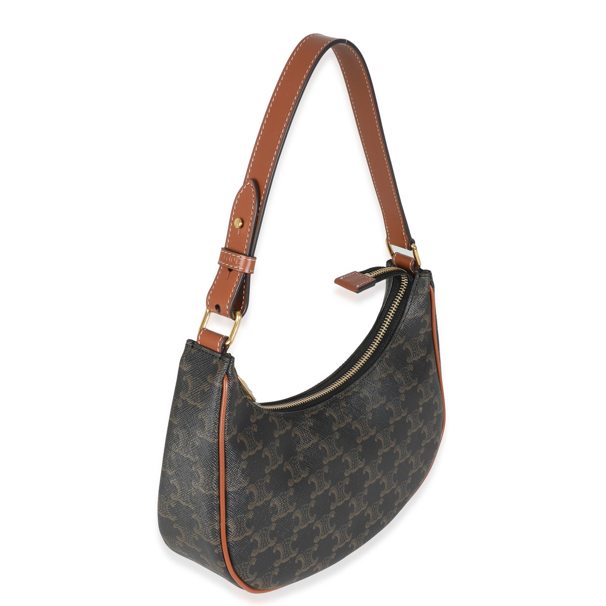 Tan Triomphe Canvas Calfskin Medium Ava Shoulder Bag