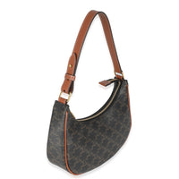 Tan Triomphe Canvas Calfskin Medium Ava Shoulder Bag