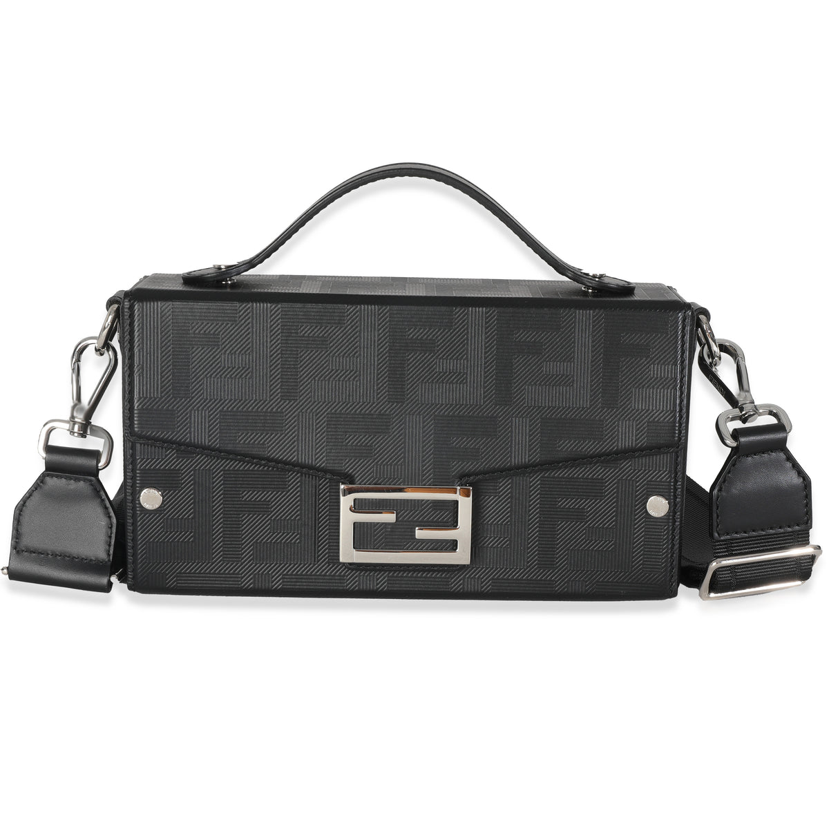 Black FF Line Leather Baguette Soft Trunk