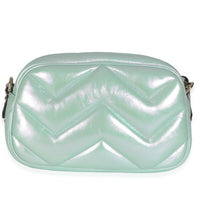 Salvy Green Iridescent Nappa Chevron Matelasse Small GG Marmont Chain Bag