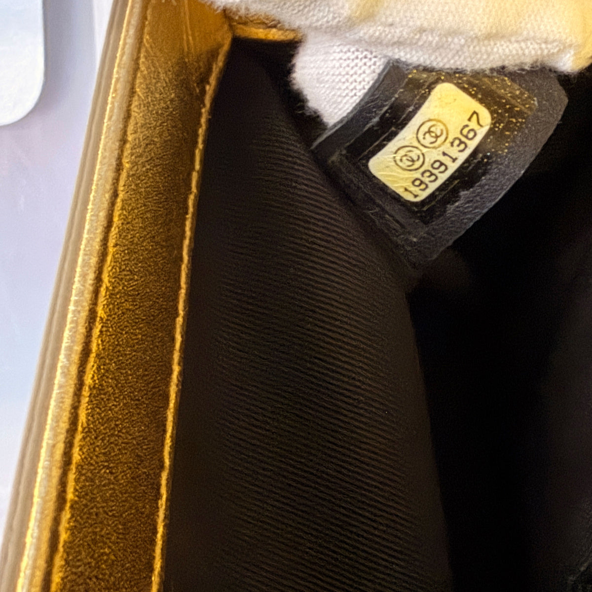 Gold Metallic Patent Calfskin Quilted Small Boy Bag