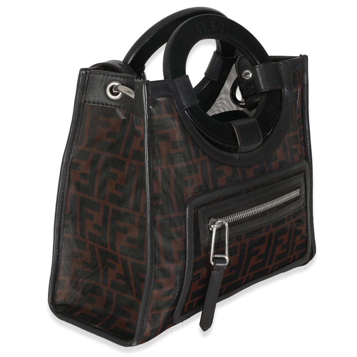 Tobacco Zucca Mesh Nylon Leather Small Runaway Shopper