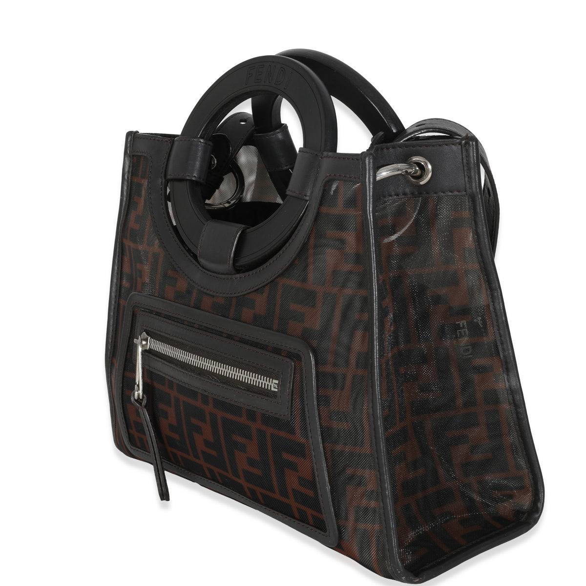 Tobacco Zucca Mesh Nylon Leather Small Runaway Shopper