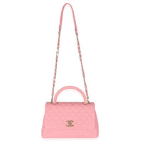 Pink Quilted Caviar Medium Coco Top Handle Bag