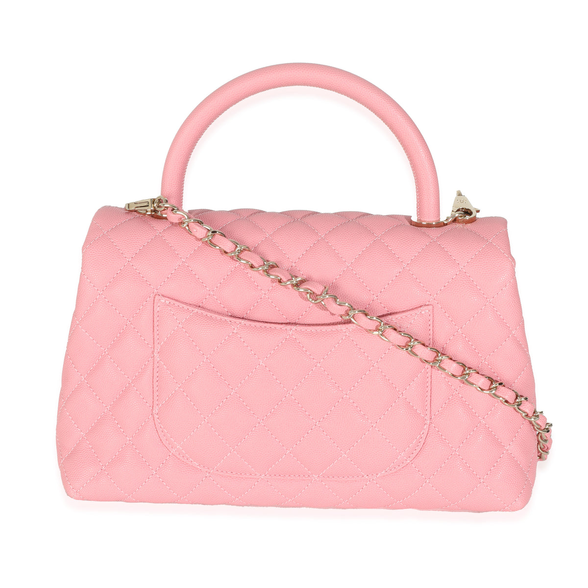 Pink Quilted Caviar Medium Coco Top Handle Bag