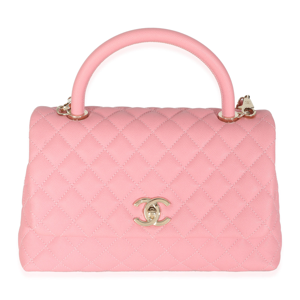 Pink Quilted Caviar Medium Coco Top Handle Bag