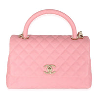 Pink Quilted Caviar Medium Coco Top Handle Bag