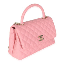 Pink Quilted Caviar Medium Coco Top Handle Bag