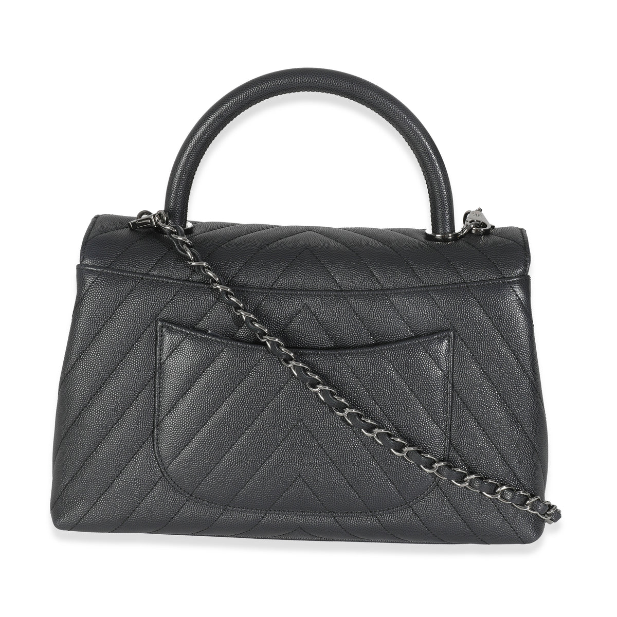 Grey Caviar Chevron Medium Coco Top Handle Bag
