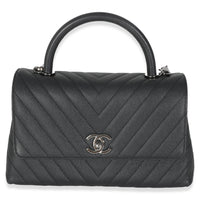 Grey Caviar Chevron Medium Coco Top Handle Bag