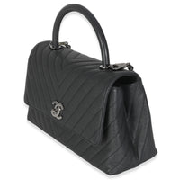 Grey Caviar Chevron Medium Coco Top Handle Bag