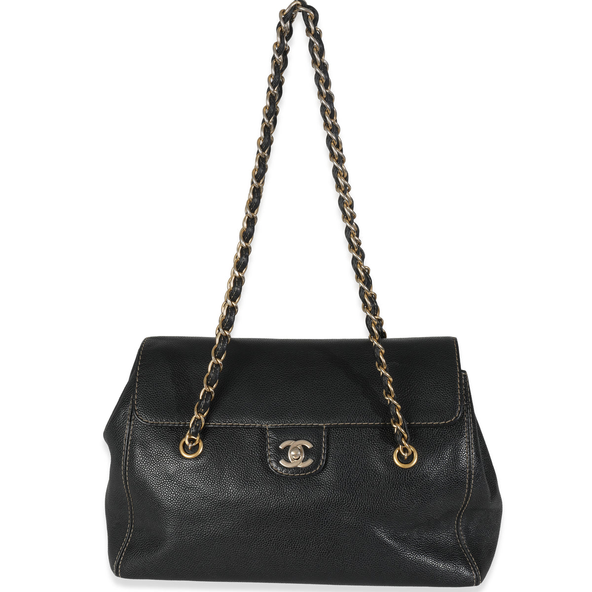 Vintage Black Caviar Chain CC Flap Shoulder Bag
