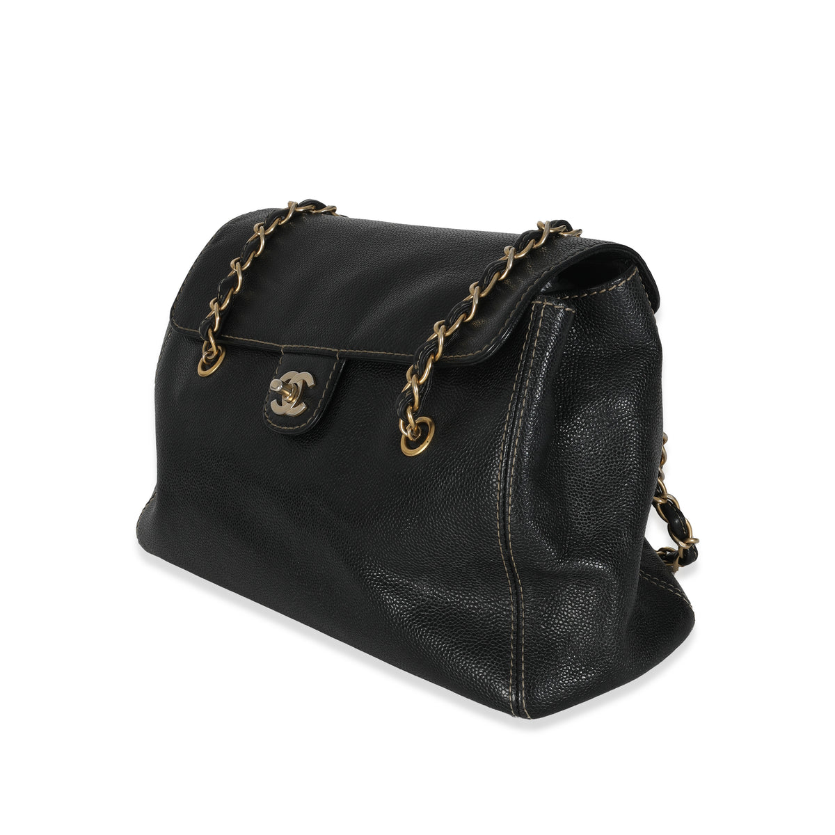 Vintage Black Caviar Chain CC Flap Shoulder Bag