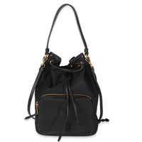 Prada Black Jacquard Logo Bucket Bag Handbag fv
