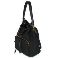 Prada Black Jacquard Logo Bucket Bag Handbag sv