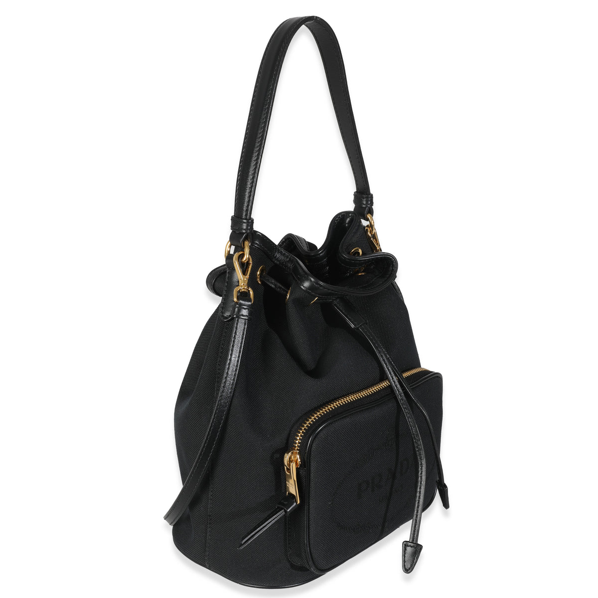 Black Jacquard Logo Bucket Bag