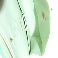 Light Green Quilted Caviar Small Classic Double Flap Handbag