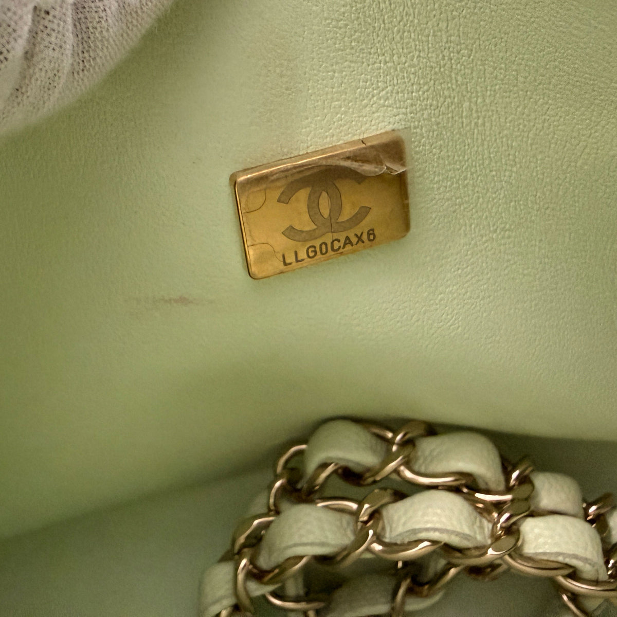 Light Green Quilted Caviar Small Classic Double Flap Handbag