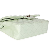 Light Green Quilted Caviar Small Classic Double Flap Handbag