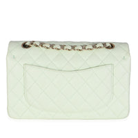 Light Green Quilted Caviar Small Classic Double Flap Handbag