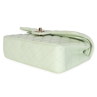 Light Green Quilted Caviar Small Classic Double Flap Handbag