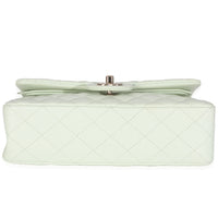 Light Green Quilted Caviar Small Classic Double Flap Handbag