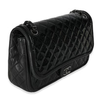 Black Quilted Patent Classic Jumbo Twist Flap Bag