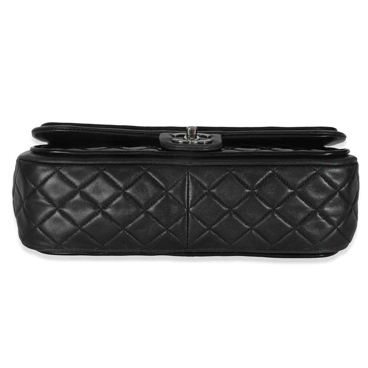 Black Quilted Patent Classic Jumbo Twist Flap Bag