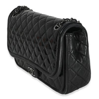 Black Quilted Patent Classic Jumbo Twist Flap Bag