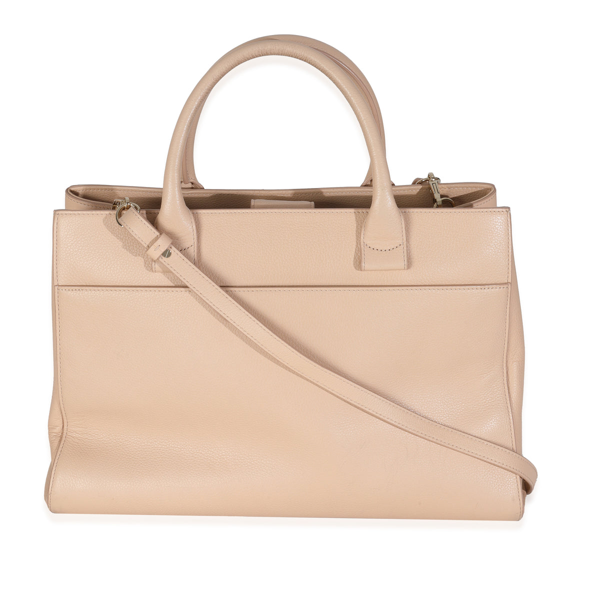 Beige Grained Calfskin Large Neo Executive Shopper Tote