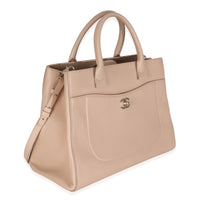 Beige Grained Calfskin Large Neo Executive Shopper Tote