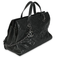 Black Distressed Quilted Caviar CC Crave Tote
