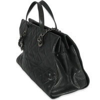 Black Distressed Quilted Caviar CC Crave Tote