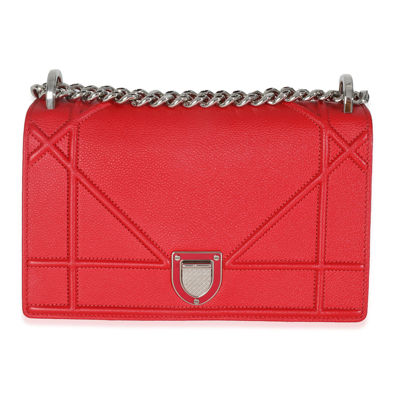 Christian Dior Red Grained Calfskin Small Diorama Flap Bag Handbag fv