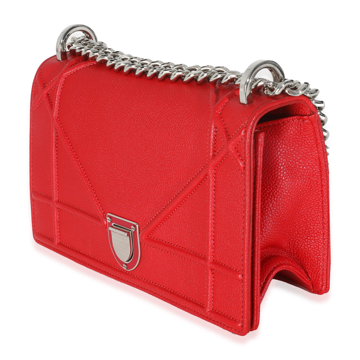 Christian Dior Red Grained Calfskin Small Diorama Flap Bag Handbag sv