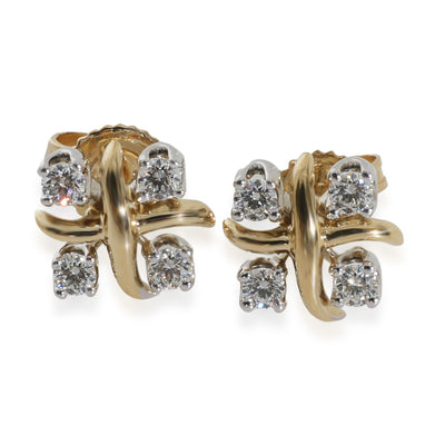 Yellow Gold & Platinum Diamond Sclumberger Lynn Earrings