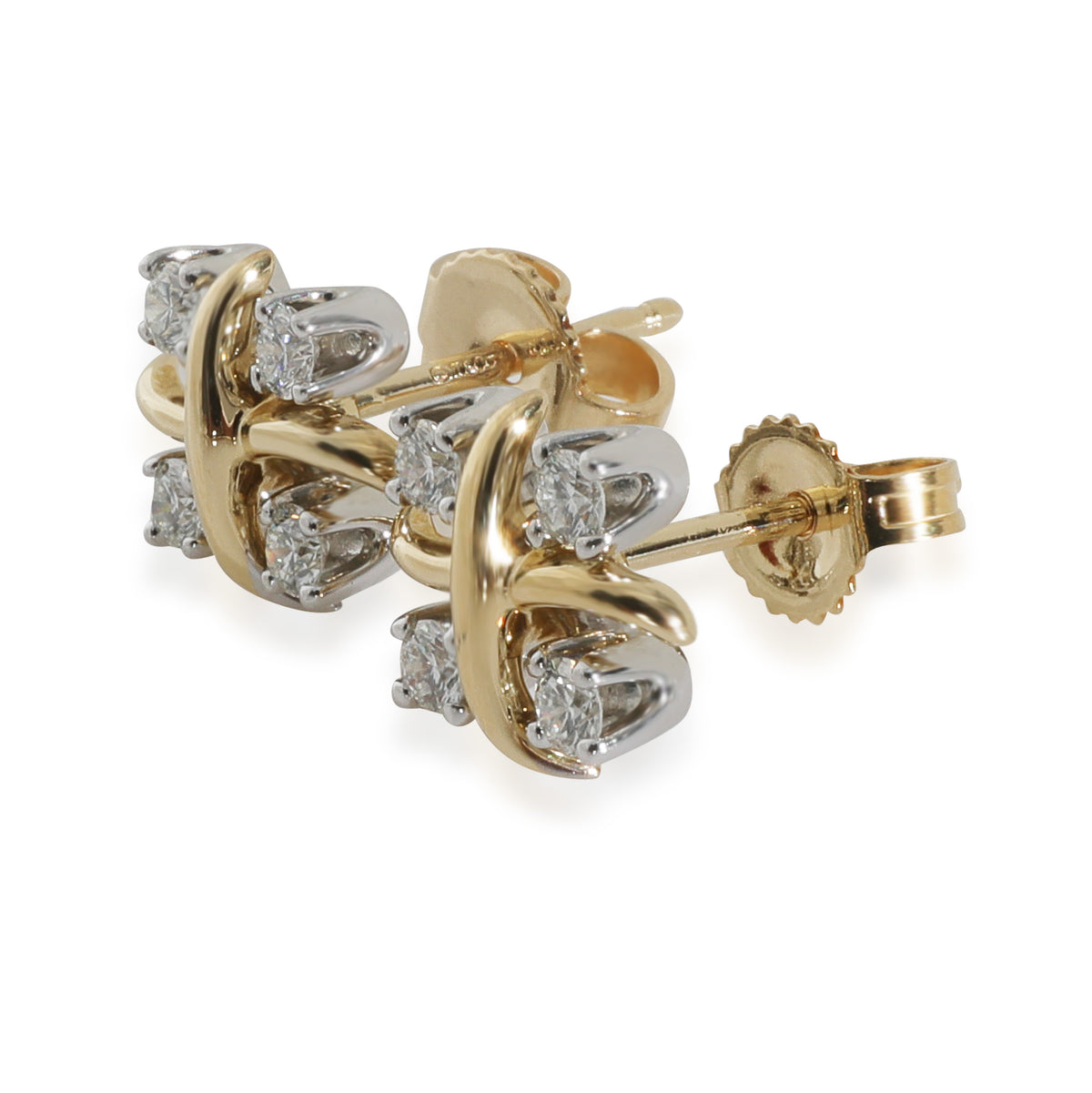 Yellow Gold & Platinum Diamond Sclumberger Lynn Earrings