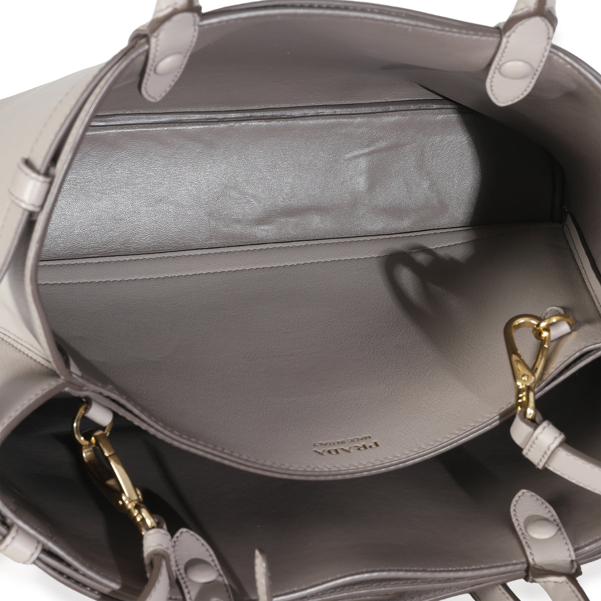 Grey Soft Grained Calfskin Vitello Medium Buckle Bag