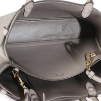 Grey Soft Grained Calfskin Vitello Medium Buckle Bag