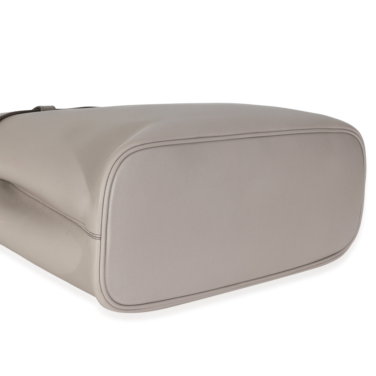 Grey Soft Grained Calfskin Vitello Medium Buckle Bag