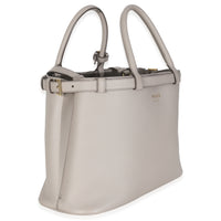 Grey Soft Grained Calfskin Vitello Medium Buckle Bag