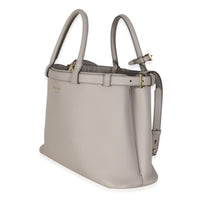 Grey Soft Grained Calfskin Vitello Medium Buckle Bag