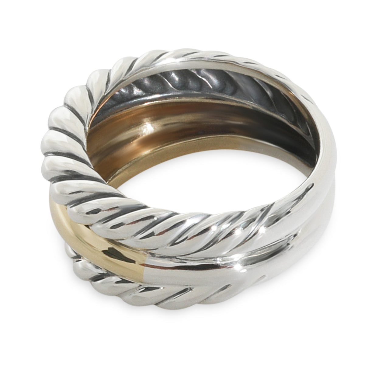 Yellow Gold & Sterling Silver  Twisted Sculpted Cable Ring