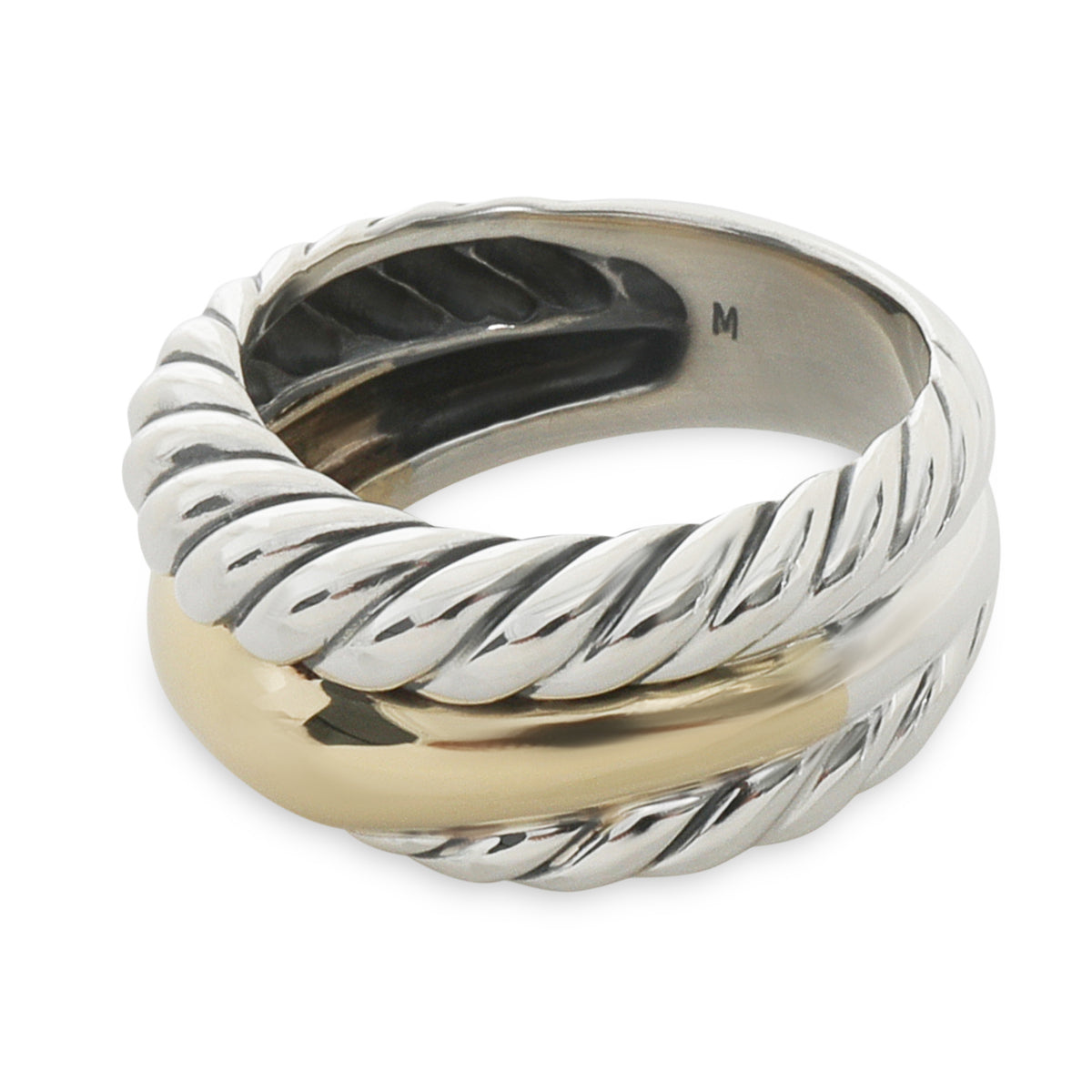 Yellow Gold & Sterling Silver  Twisted Sculpted Cable Ring