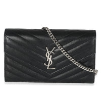 Black Grain De Poudre Monogram Envelope Chain Wallet
