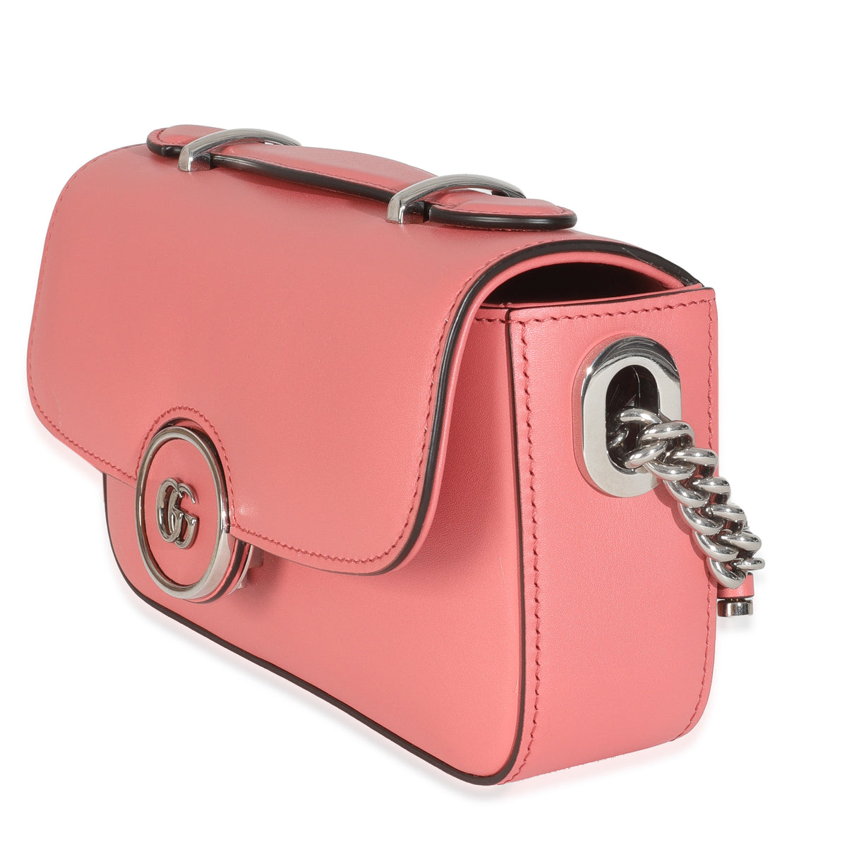 Gucci Pink Senna Calfskin Petite GG Top Handle Shoulder Bag Handbag sv